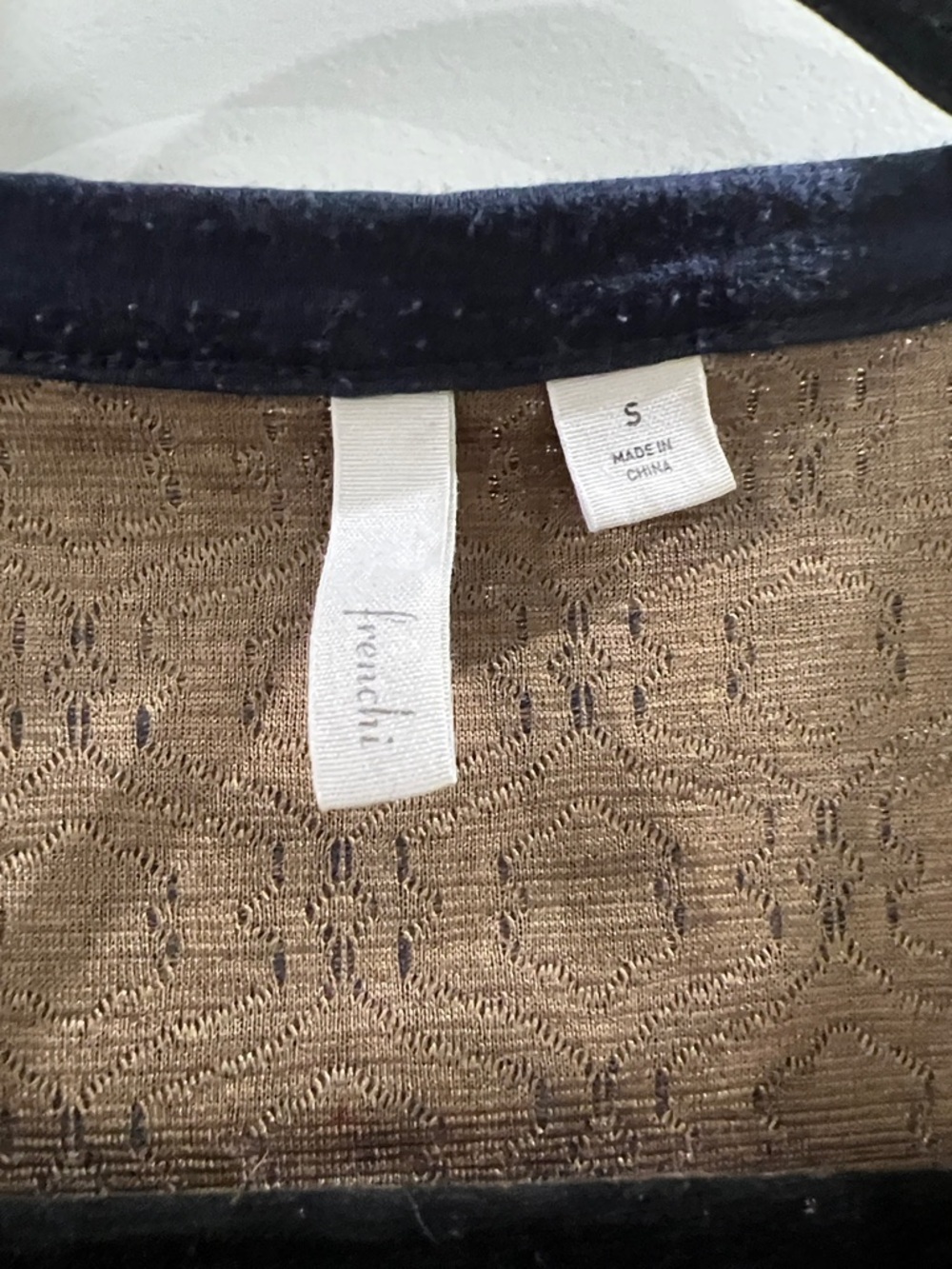 Frenchi Quilted Geometric Floral Jacket, Navy/Tan, Size Small - Picture 2 of 4